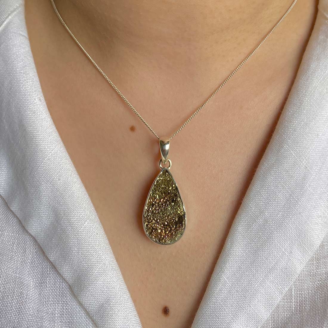 Spectropyrite Druzy Pendant-(SPD-P-20.)